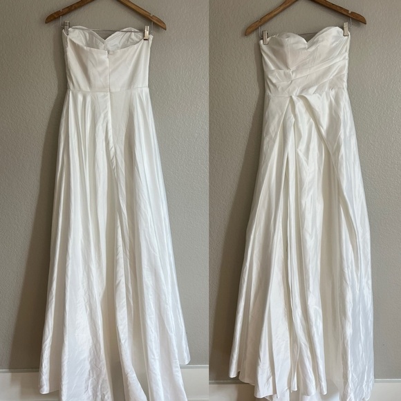 Lifetime of Love White Satin Strapless A-Line Gown - Picture 3 of 11